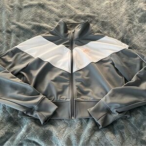 Nike Gray and White Zip-Up cropped‎ Jacket